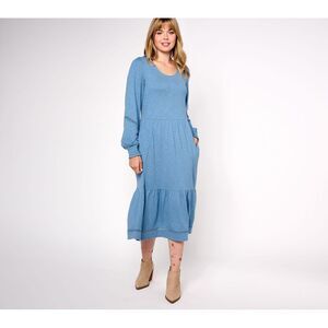 Denim & Co. Women's Dress Sz M Canyon Retreat Regular Easy Midi Blue A606153